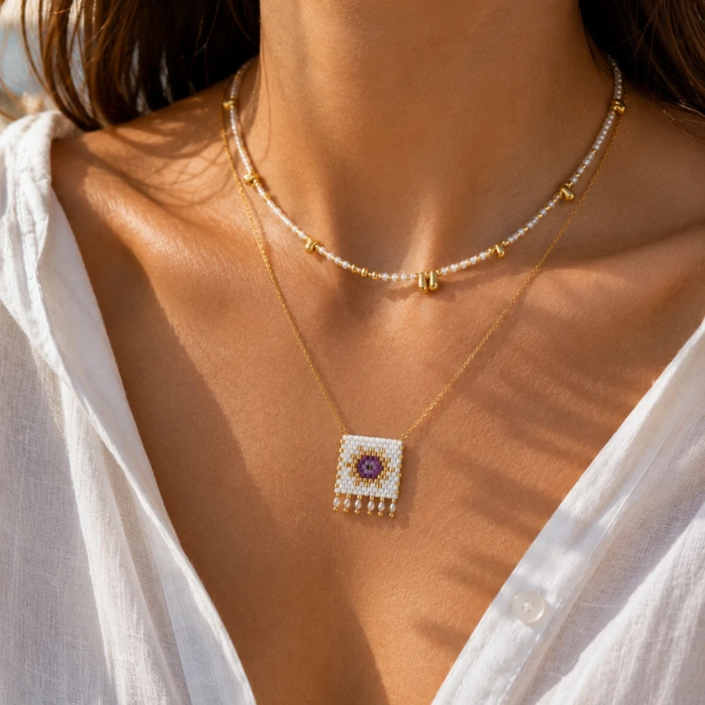 Sea Glass Eye Necklace - 6