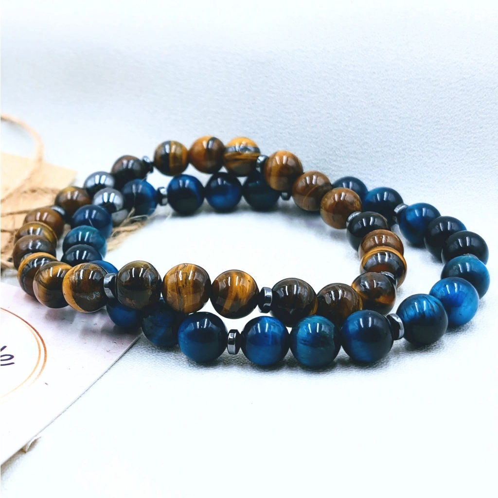 Blue & Gold Tiger Eye Bracelet - 2