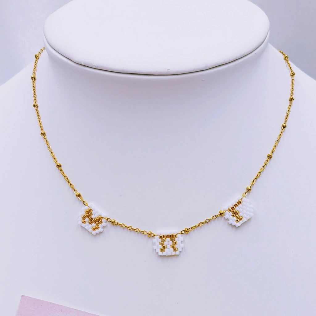 Three Tiny Initial Letters Necklace - 6