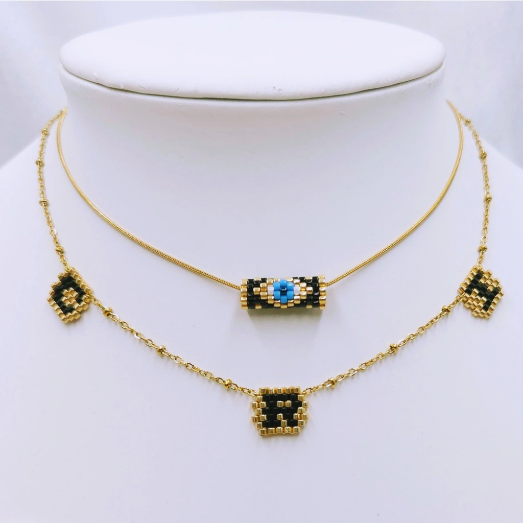 Three Tiny Initial Letters Necklace - 7