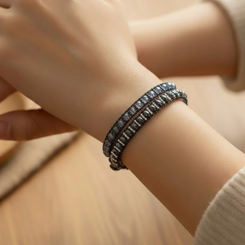 Gunmetal Glow Wrap Bracelet - 4