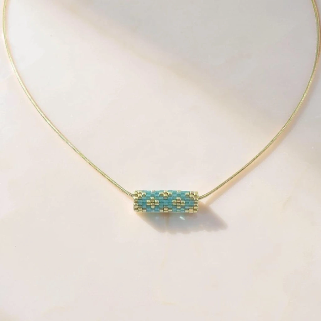 Silk Satin Barrel Necklace - 4