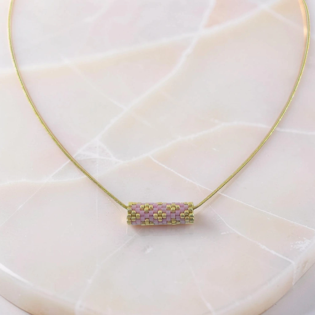 Silk Satin Barrel Necklace - 5