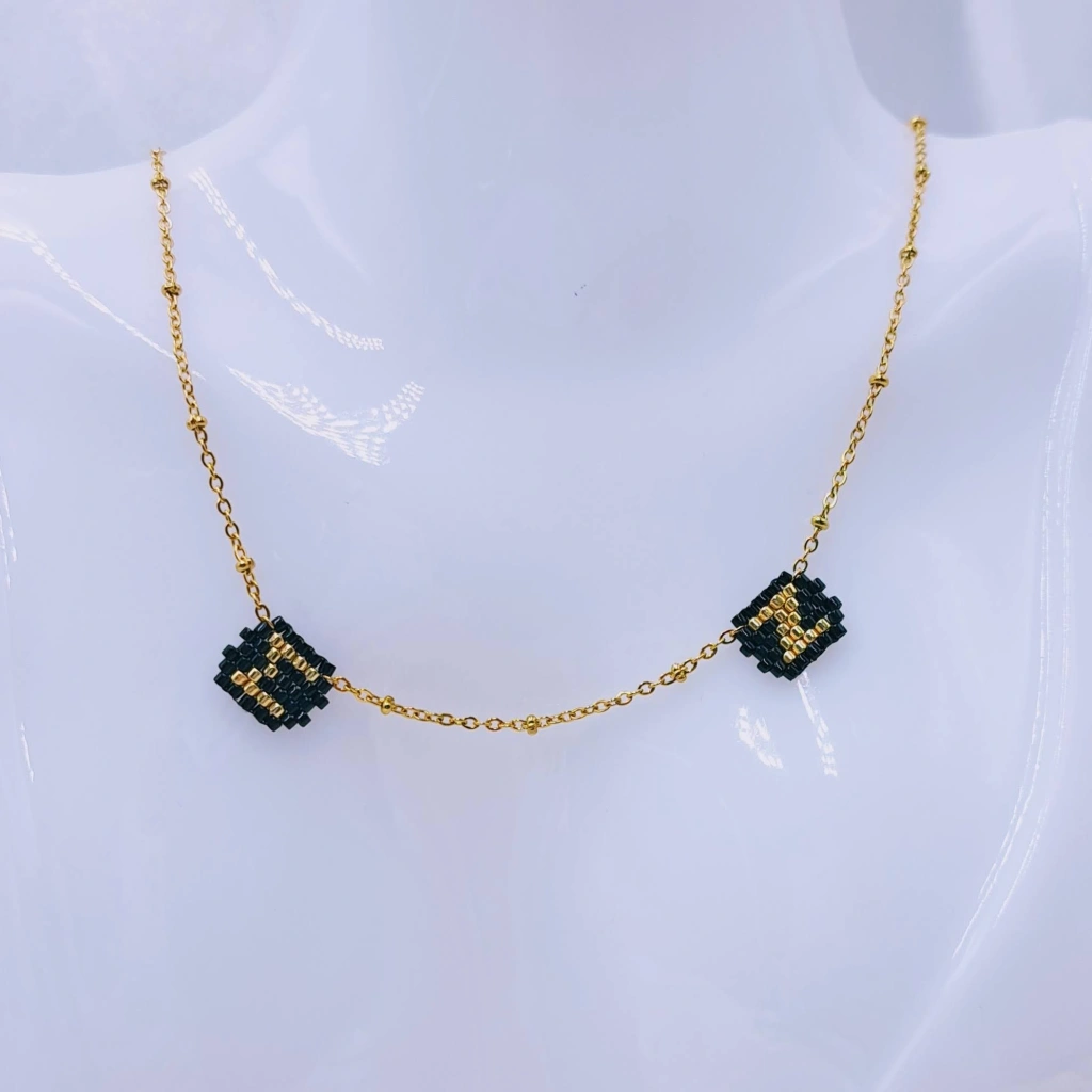 Two Tiny Initial Letters Necklace - 6