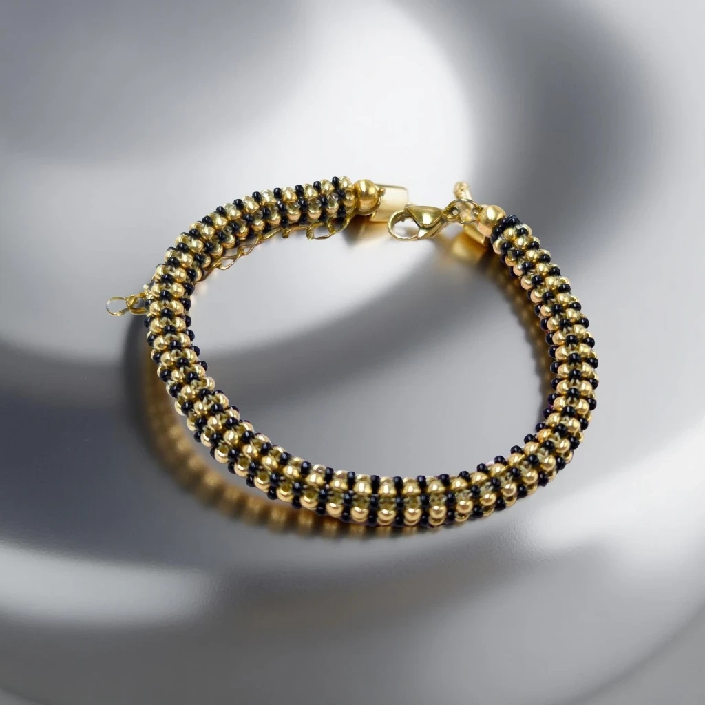 Gold&Black Bangle Bracelet - 1