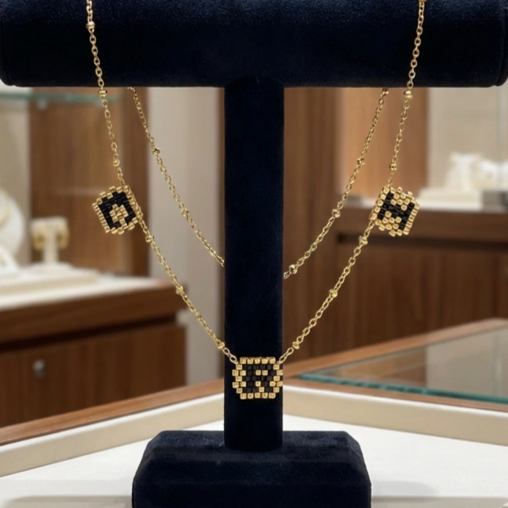 Three Tiny Initial Letters Necklace - 3