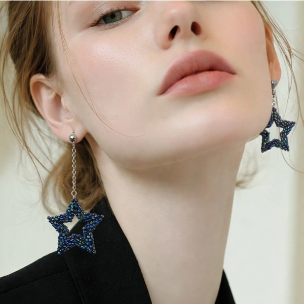 Midnight 3D Star Earrings