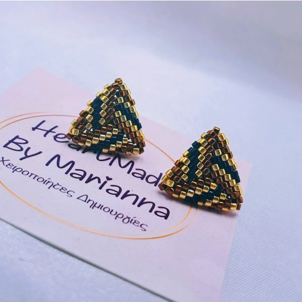 Golden 3D Triangle Earrings