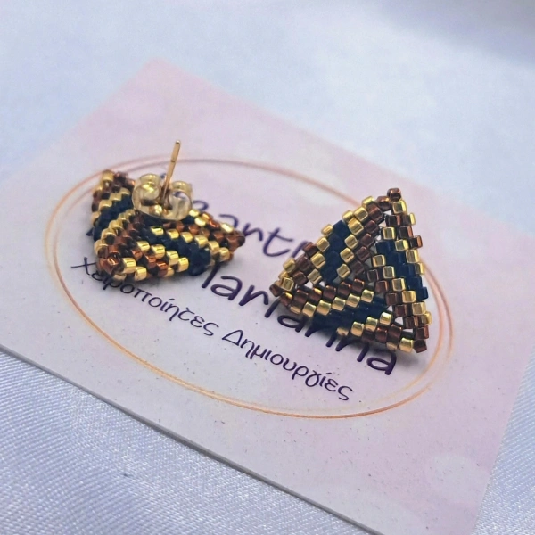 Golden 3D Triangle Earrings