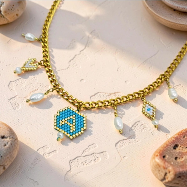 Azur Monogram Charms Necklace