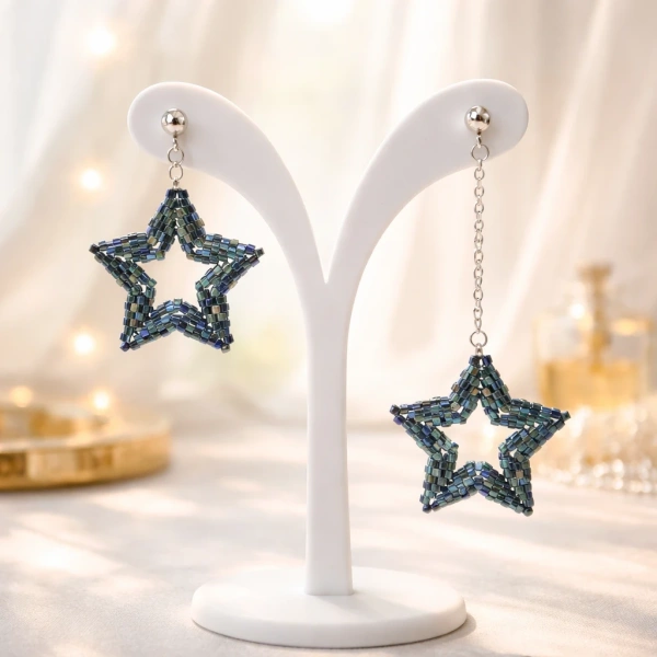 Midnight 3D Star Earrings