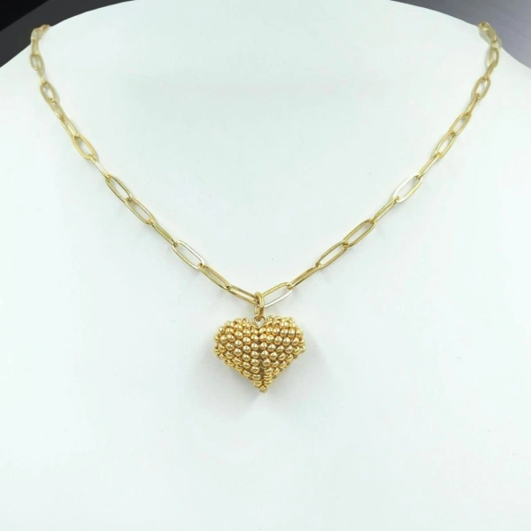 Bubble Heart PaperClips Necklace