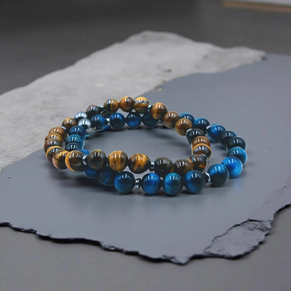 Blue & Gold Tiger Eye Bracelet
