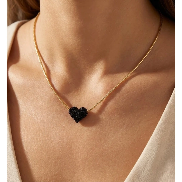 Bubble Heart Beaded Necklace